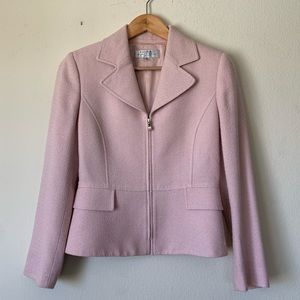 Tahari ASL pink tweed zip blazer